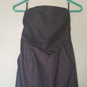 Navy Blue Denim Strapless Dress (with pockets!!!)